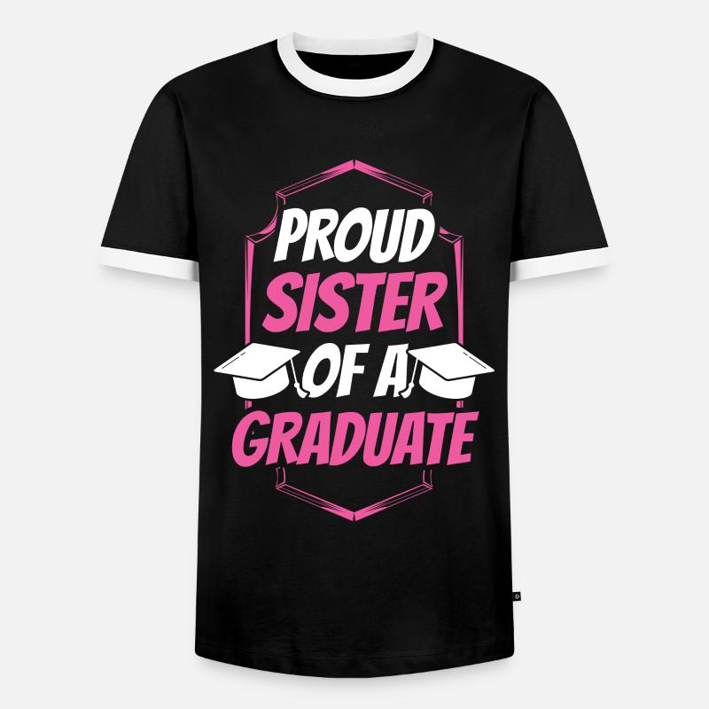 Stolze Schwester Eines Absolventen Absolvent - Männer Kontrast-T-Shirt - Schwarz/Weiß