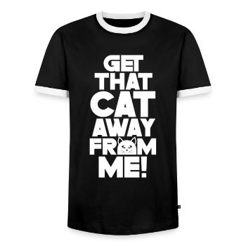Take The Cat Away From Me Dog Puppy Lover - Men's Ringer Shirt - black/white - Front - AI Model Female 172 light (172cm) & AI Model Male 178 light (178cm)