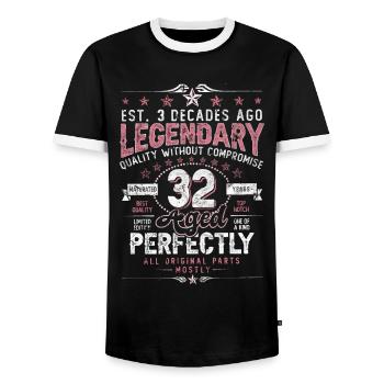 Vintage 32 Aged Perfectly Women on 32nd Birthday - Men's Ringer Shirt - black/white - Front - AI Model Female 172 light (172cm) & AI Model Male 178 light (178cm)