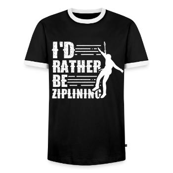 I'd Rather Be Ziplining Seilrutsche Sport Zipline - Men's Ringer Shirt - black/white - Front - AI Model Female 172 light (172cm) & AI Model Male 178 light (178cm)