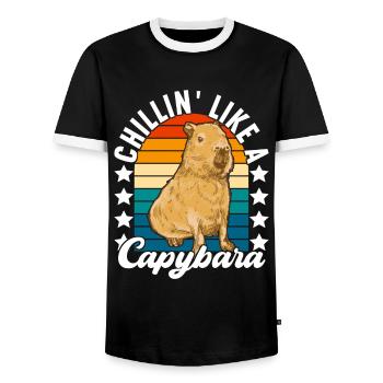 Capybara Wasserschwein - T-shirt contrasté Homme - noir/blanc - Devant - AI Model Female 172 light (172cm) & AI Model Male 178 light (178cm)