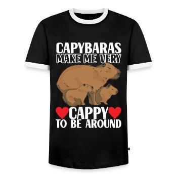 Capybara Wasserschwein - T-shirt contrasté Homme - noir/blanc - Devant - AI Model Female 172 light (172cm) & AI Model Male 178 light (178cm)