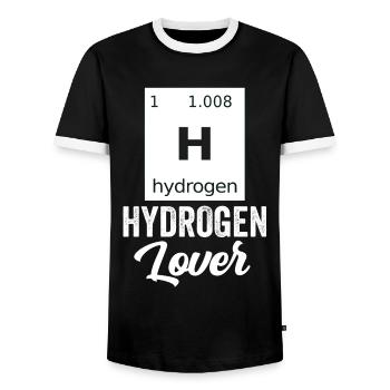 Hydrogen Lover Element Hydrogen Energy - Men's Ringer Shirt - black/white - Front - AI Model Female 172 light (172cm) & AI Model Male 178 light (178cm)