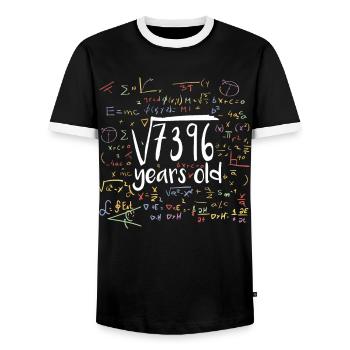 Square Root of 7396 Math Nerd 86th Birthday - Men's Ringer Shirt - black/white - Front - AI Model Female 172 light (172cm) & AI Model Male 178 light (178cm)