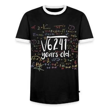Square Root of 6241 Math Nerd 79th Birthday - Men's Ringer Shirt - black/white - Front - AI Model Female 172 light (172cm) & AI Model Male 178 light (178cm)