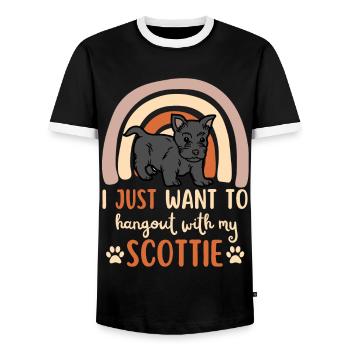 Süßer Scottish Terrier Welpe Liebhaber Kawaii - Männer Kontrast-T-Shirt - Schwarz/Weiß - Vorne - AI Model Female 172 light (172cm) & AI Model Male 178 light (178cm)