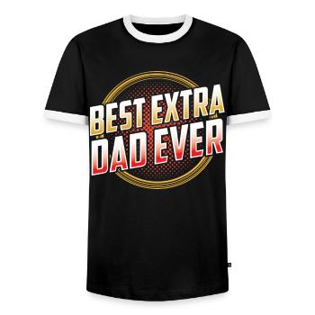 Best Extra Papa Ever Stepdad Stepdad Stepfather - Men's Ringer Shirt - black/white - Front - AI Model Female 172 light (172cm) & AI Model Male 178 light (178cm)