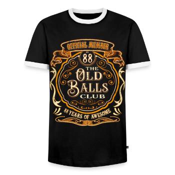88 years Of The Old Balls Club 88th birthday - Men's Ringer Shirt - black/white - Front - AI Model Female 172 light (172cm) & AI Model Male 178 light (178cm)