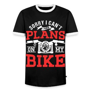 Je ne peux pas avoir de projets avec mon équipe de motards - T-shirt contrasté Homme - noir/blanc - Devant - AI Model Female 172 light (172cm) & AI Model Male 178 light (178cm)