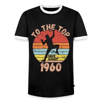 Geburtstag Klettern Bouldern seit August 1960 - Männer Kontrast-T-Shirt - Schwarz/Weiß - Vorne - AI Model Female 172 light (172cm) & AI Model Male 178 light (178cm)