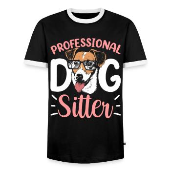 Dog Sitter professionnel Dog Dog Sitting - T-shirt contrasté Homme - noir/blanc - Devant - AI Model Female 172 light (172cm) & AI Model Male 178 light (178cm)