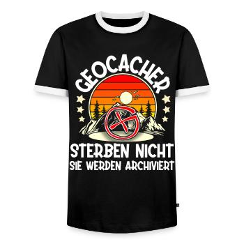 Geocaching Geocacher Geocache - Männer Kontrast-T-Shirt - Schwarz/Weiß - Vorne - AI Model Female 172 light (172cm) & AI Model Male 178 light (178cm)