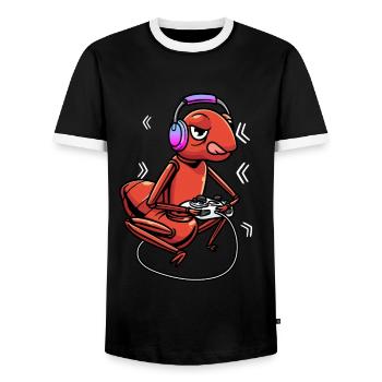 Fire Ant Video Games Gaming Gamer - Men's Ringer Shirt - black/white - Front - AI Model Female 172 light (172cm) & AI Model Male 178 light (178cm)