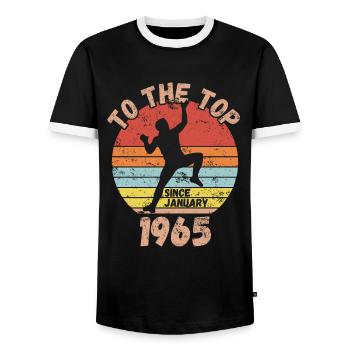 Geburtstag Klettern Bouldern seit Januar 1965 - Männer Kontrast-T-Shirt - Schwarz/Weiß - Vorne - AI Model Female 172 light (172cm) & AI Model Male 178 light (178cm)