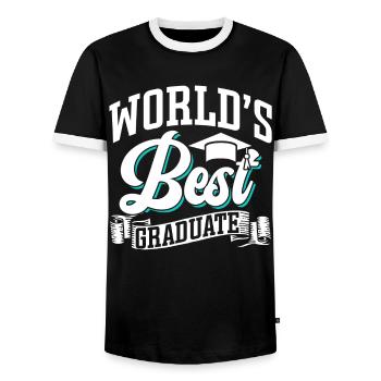World's Best Graduate Graduation Party Graduates - Men's Ringer Shirt - black/white - Front - AI Model Female 172 light (172cm) & AI Model Male 178 light (178cm)