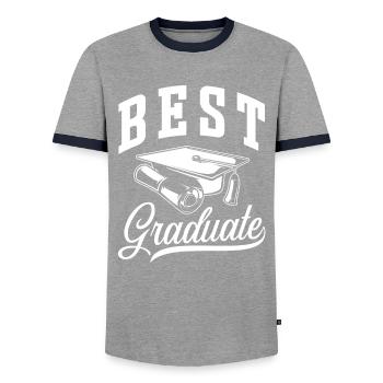 Prix du meilleur diplômé diplômé - T-shirt contrasté Homme - gris/marine  - Devant - AI Model Female 172 light (172cm) & AI Model Male 178 light (178cm)