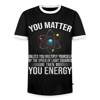 You Matter Unless You Multiply Yourself Science - Men's Ringer Shirt - black/white - Front - AI Model Female 172 light (172cm) & AI Model Male 178 light (178cm)