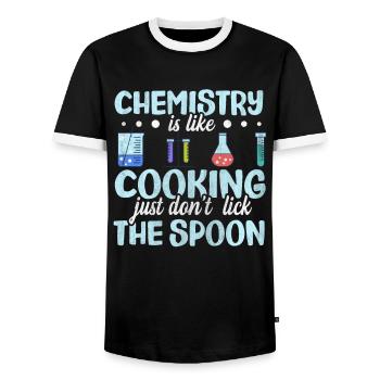 Chemistry is like cooking Funny chemist gift - Men's Ringer Shirt - black/white - Front - AI Model Female 172 light (172cm) & AI Model Male 178 light (178cm)