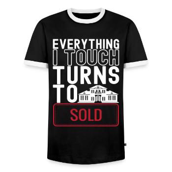 Real estate marker Markler Immobilien - Men's Ringer Shirt - black/white - Front - AI Model Female 172 light (172cm) & AI Model Male 178 light (178cm)