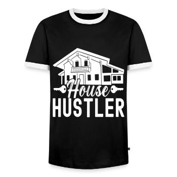 Real estate marker Markler Immobilien - Men's Ringer Shirt - black/white - Front - AI Model Female 172 light (172cm) & AI Model Male 178 light (178cm)