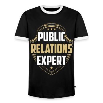 Public Relations Expert Job PR Profession - Men's Ringer Shirt - black/white - Front - AI Model Female 172 light (172cm) & AI Model Male 178 light (178cm)