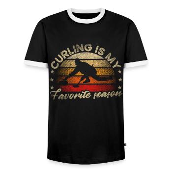 Le curling est toujours une bonne idée Retro Curling Motif - T-shirt contrasté Homme - noir/blanc - Devant - AI Model Female 172 light (172cm) & AI Model Male 178 light (178cm)