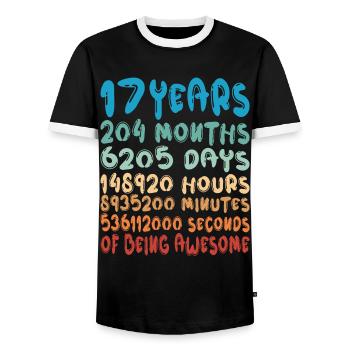 17 Years Months Days Being Awesome 17th Birthday - Men's Ringer Shirt - black/white - Front - AI Model Female 172 light (172cm) & AI Model Male 178 light (178cm)