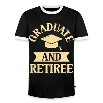 Graduate And Pensioner Graduation Party Graduate - Men's Ringer Shirt - black/white - Front - AI Model Female 172 light (172cm) & AI Model Male 178 light (178cm)