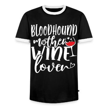 Amateur de vin BLOODHOUND Mère - T-shirt contrasté Homme - noir/blanc - Devant - AI Model Female 172 light (172cm) & AI Model Male 178 light (178cm)
