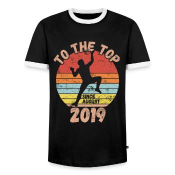 Geburtstag Klettern Bouldern seit August 2019 - Männer Kontrast-T-Shirt - Schwarz/Weiß - Vorne - AI Model Female 172 light (172cm) & AI Model Male 178 light (178cm)