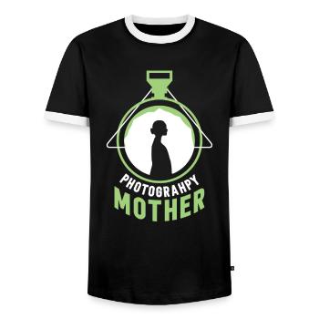 Fotografin Mutter Kamera Mama Fotografie - Männer Kontrast-T-Shirt - Schwarz/Weiß - Vorne - AI Model Female 172 light (172cm) & AI Model Male 178 light (178cm)