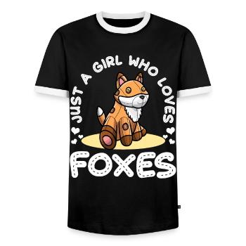 Füchse Fuchs Mädchen - Männer Kontrast-T-Shirt - Schwarz/Weiß - Vorne - AI Model Female 172 light (172cm) & AI Model Male 178 light (178cm)