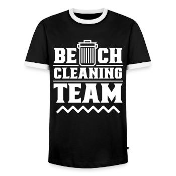 Beach Clean Up Team Beach Cleaning Beach - Men's Ringer Shirt - black/white - Front - AI Model Female 172 light (172cm) & AI Model Male 178 light (178cm)