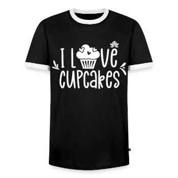 I love cupcakes lovers cupcake food sweet - Men's Ringer Shirt - black/white - Front - AI Model Female 172 light (172cm) & AI Model Male 178 light (178cm)
