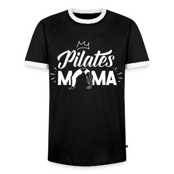 Pilates Mama Mami Mère Amante - T-shirt contrasté Homme - noir/blanc - Devant - AI Model Female 172 light (172cm) & AI Model Male 178 light (178cm)