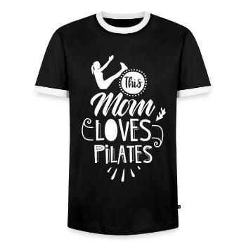 This Mother Loves Pilates Mommy Lover Mom - Men's Ringer Shirt - black/white - Front - AI Model Female 172 light (172cm) & AI Model Male 178 light (178cm)
