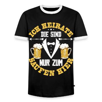 Bräutigam Junggesellenabschied Poltern Männer - Männer Kontrast-T-Shirt - Schwarz/Weiß - Vorne - AI Model Female 172 light (172cm) & AI Model Male 178 light (178cm)
