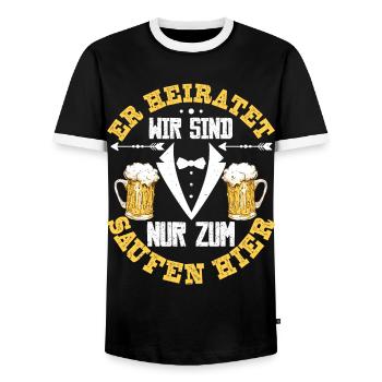 Team Bräutigam Junggesellenabschied Trauzeugen - Männer Kontrast-T-Shirt - Schwarz/Weiß - Vorne - AI Model Female 172 light (172cm) & AI Model Male 178 light (178cm)