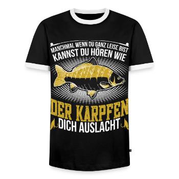 Sie Können Die Karpfen Lachen Hören Angeln - Männer Kontrast-T-Shirt - Schwarz/Weiß - Vorne - AI Model Female 172 light (172cm) & AI Model Male 178 light (178cm)