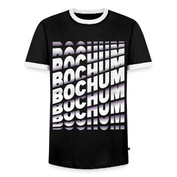 Bochum Deutschland Stadt Schrift Skyline Heimat - Männer Kontrast-T-Shirt - Schwarz/Weiß - Vorne - AI Model Female 172 light (172cm) & AI Model Male 178 light (178cm)