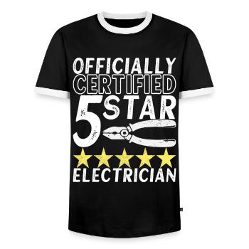 Technicien électricien en électronique - T-shirt contrasté Homme - noir/blanc - Devant - AI Model Female 172 light (172cm) & AI Model Male 178 light (178cm)