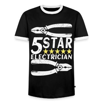 Technicien électricien en électronique - T-shirt contrasté Homme - noir/blanc - Devant - AI Model Female 172 light (172cm) & AI Model Male 178 light (178cm)