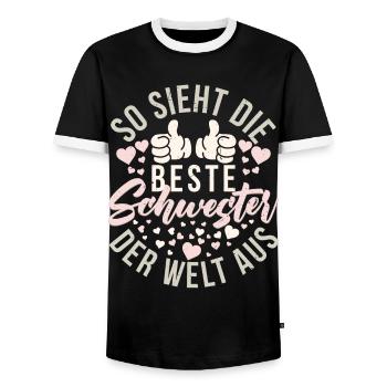 Beste Schwester Der Welt Aus Lustig Schwesterchen - Männer Kontrast-T-Shirt - Schwarz/Weiß - Vorne - AI Model Female 172 light (172cm) & AI Model Male 178 light (178cm)
