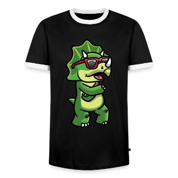 Tricératops Les dinosaures dansent avec des lunettes de soleil - T-shirt contrasté Homme - noir/blanc - Devant - AI Model Female 172 light (172cm) & AI Model Male 178 light (178cm)
