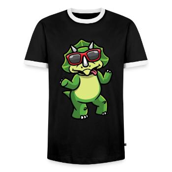 Têtu Triceratops Dinosaure Dino Boys - T-shirt contrasté Homme - noir/blanc - Devant - AI Model Female 172 light (172cm) & AI Model Male 178 light (178cm)