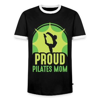 Fière Pilates Mama Mami Mère Amante - T-shirt contrasté Homme - noir/blanc - Devant - AI Model Female 172 light (172cm) & AI Model Male 178 light (178cm)