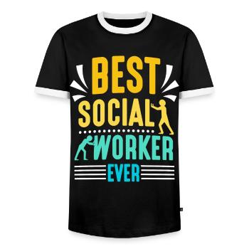 Bester Sozialarbeiter Aller Zeiten Sozialarbeit - Männer Kontrast-T-Shirt - Schwarz/Weiß - Vorne - AI Model Female 172 light (172cm) & AI Model Male 178 light (178cm)