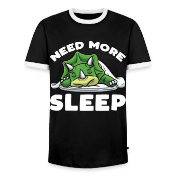 Need More Sleep Triceratops Dinosaurs - Men's Ringer Shirt - black/white - Front - AI Model Female 172 light (172cm) & AI Model Male 178 light (178cm)