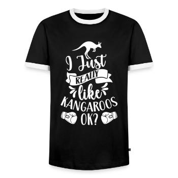 J’aime les kangourous tout simplement très animal Kangourou - T-shirt contrasté Homme - noir/blanc - Devant - AI Model Female 172 light (172cm) & AI Model Male 178 light (178cm)