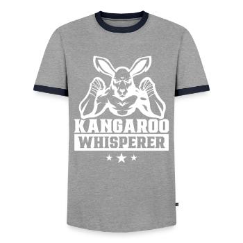 Kangaroo Whisperer Kangaroo Kangaroo Animal - Men's Ringer Shirt - grey/navy  - Front - AI Model Female 172 light (172cm) & AI Model Male 178 light (178cm)